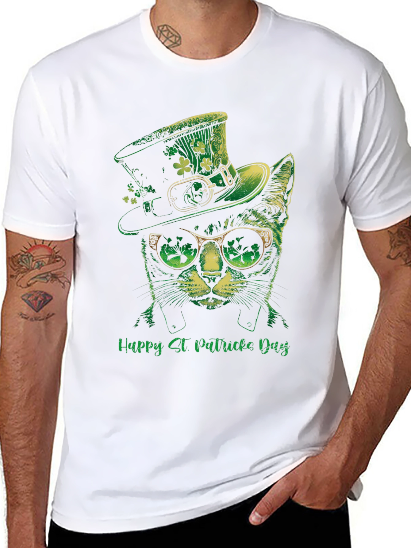 St. Patricks Day Cat T-Shirt - Lucky Green