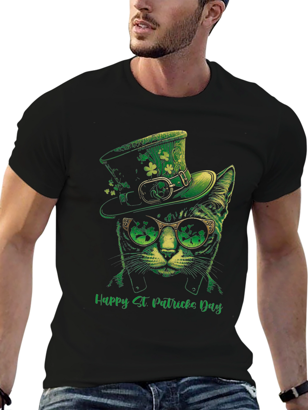 St. Patricks Day Cat T-Shirt - Lucky Green