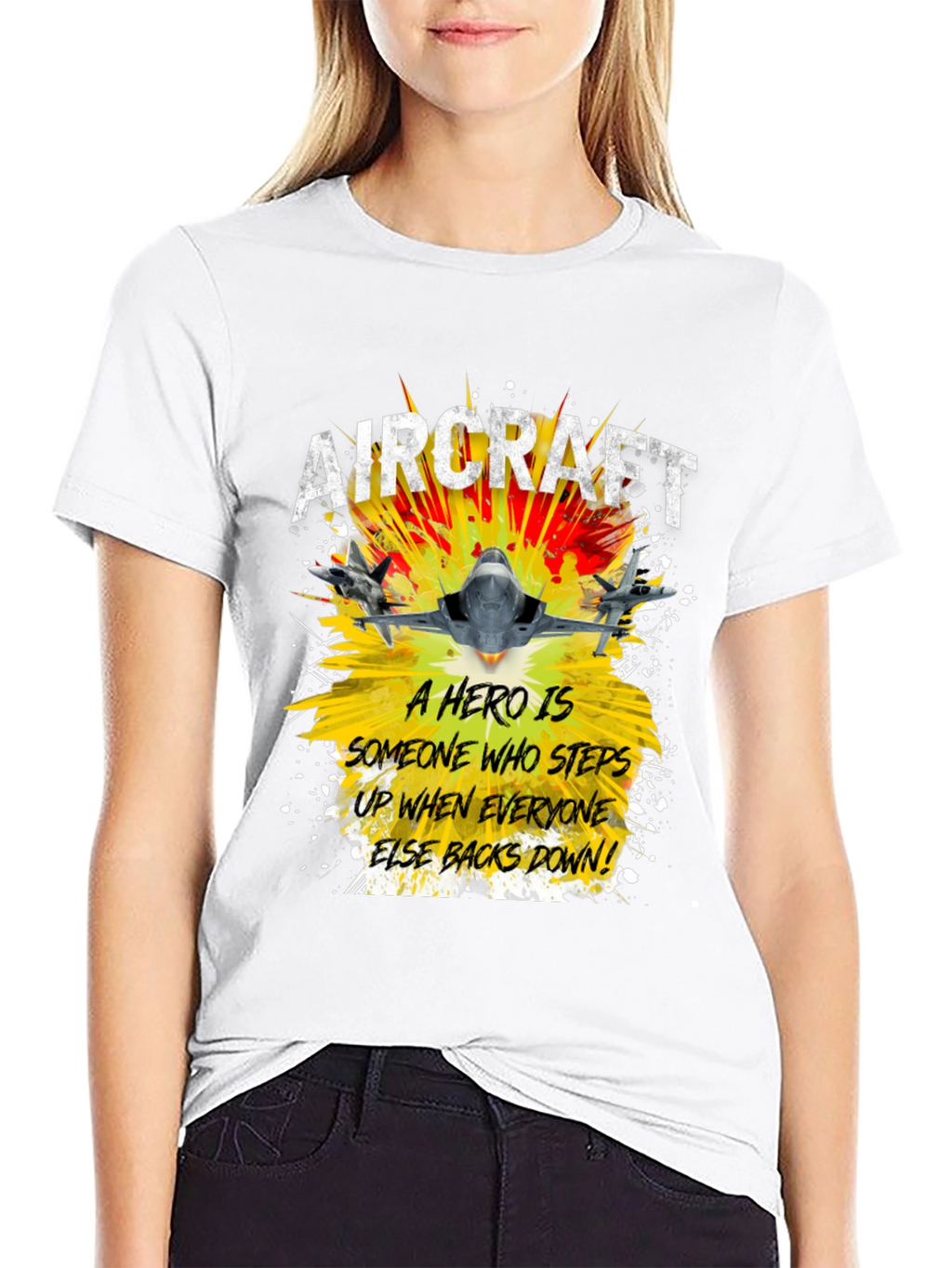 Aircraft Hero Graphic T-Shirt - Step Up Back Down!