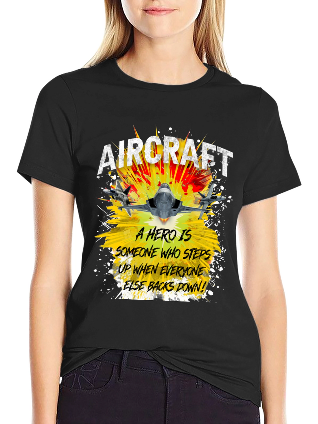 Aircraft Hero Graphic T-Shirt - Step Up Back Down!
