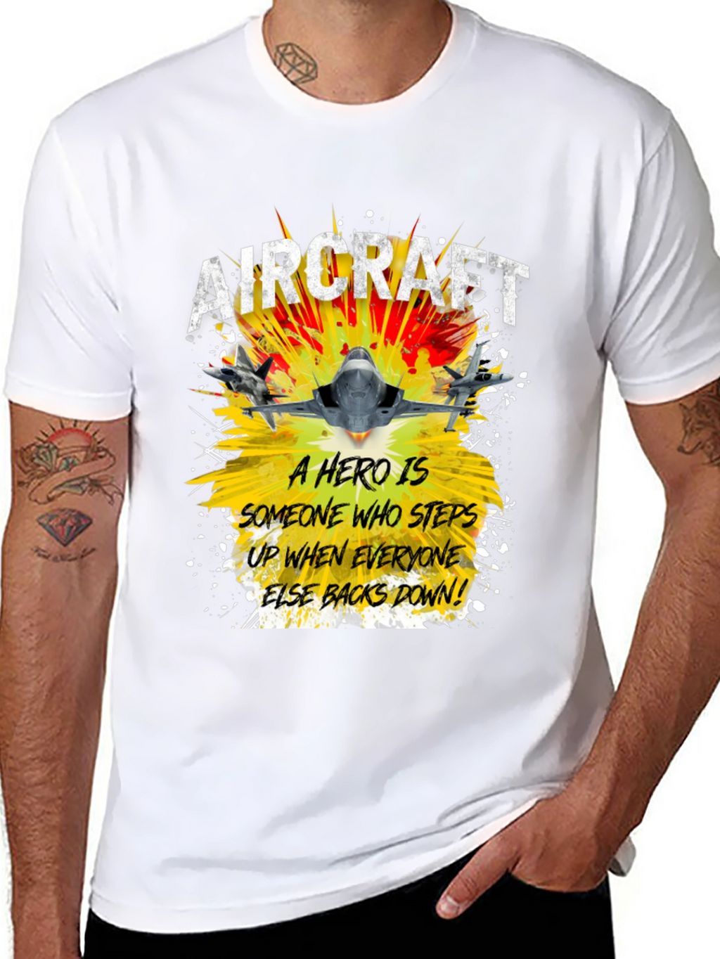 Aircraft Hero Graphic T-Shirt - Step Up Back Down!