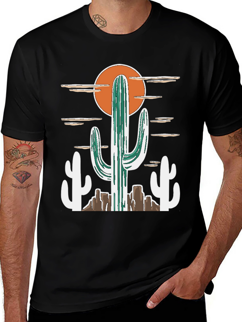 Desert Cactus Graphic Tee - Western Style Cotton T-Shirt