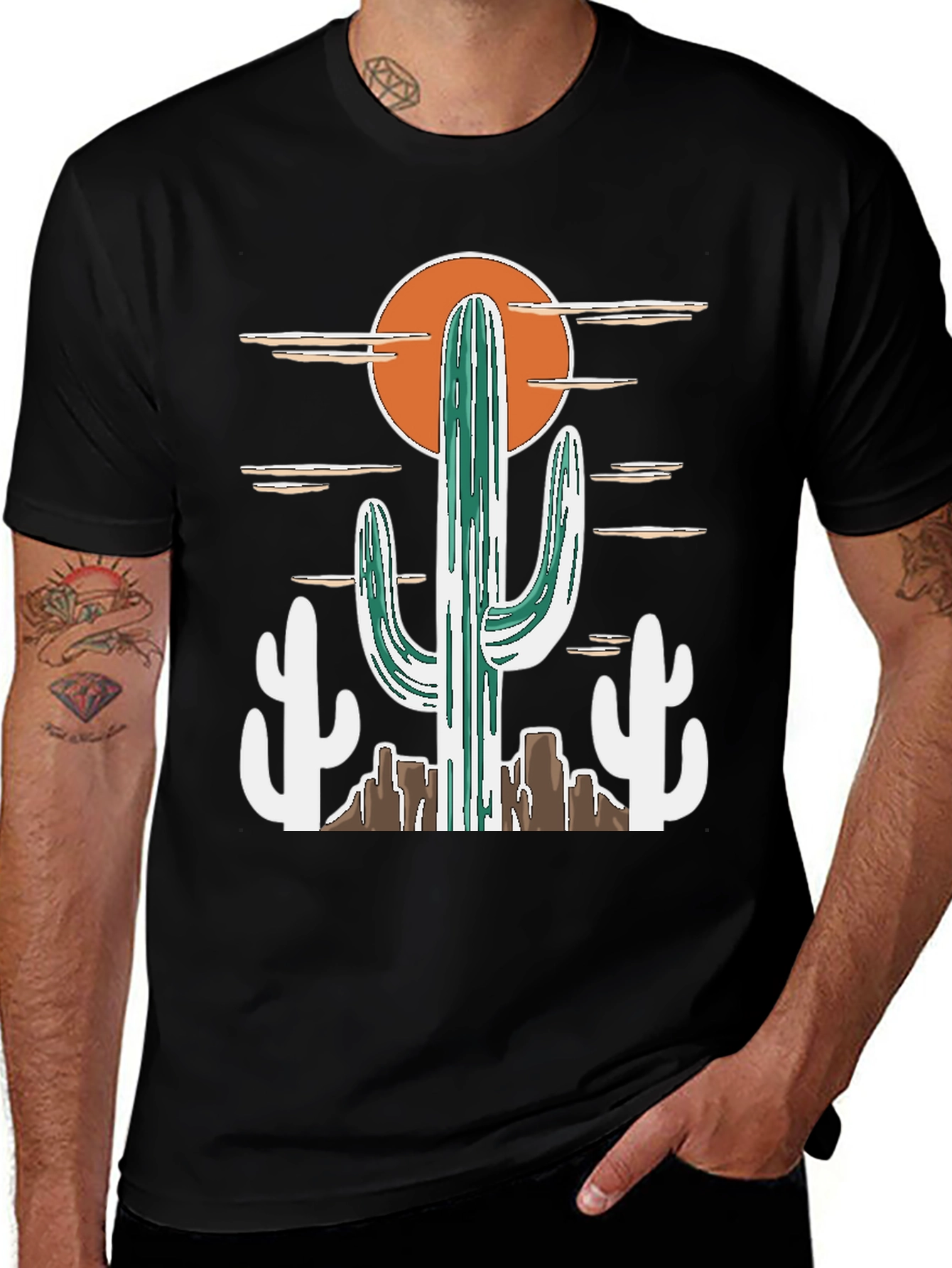 Desert Cactus Graphic Tee - Western Style Cotton T-Shirt