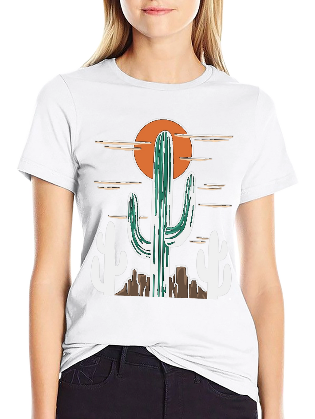 Desert Cactus Graphic Tee - Western Style Cotton T-Shirt