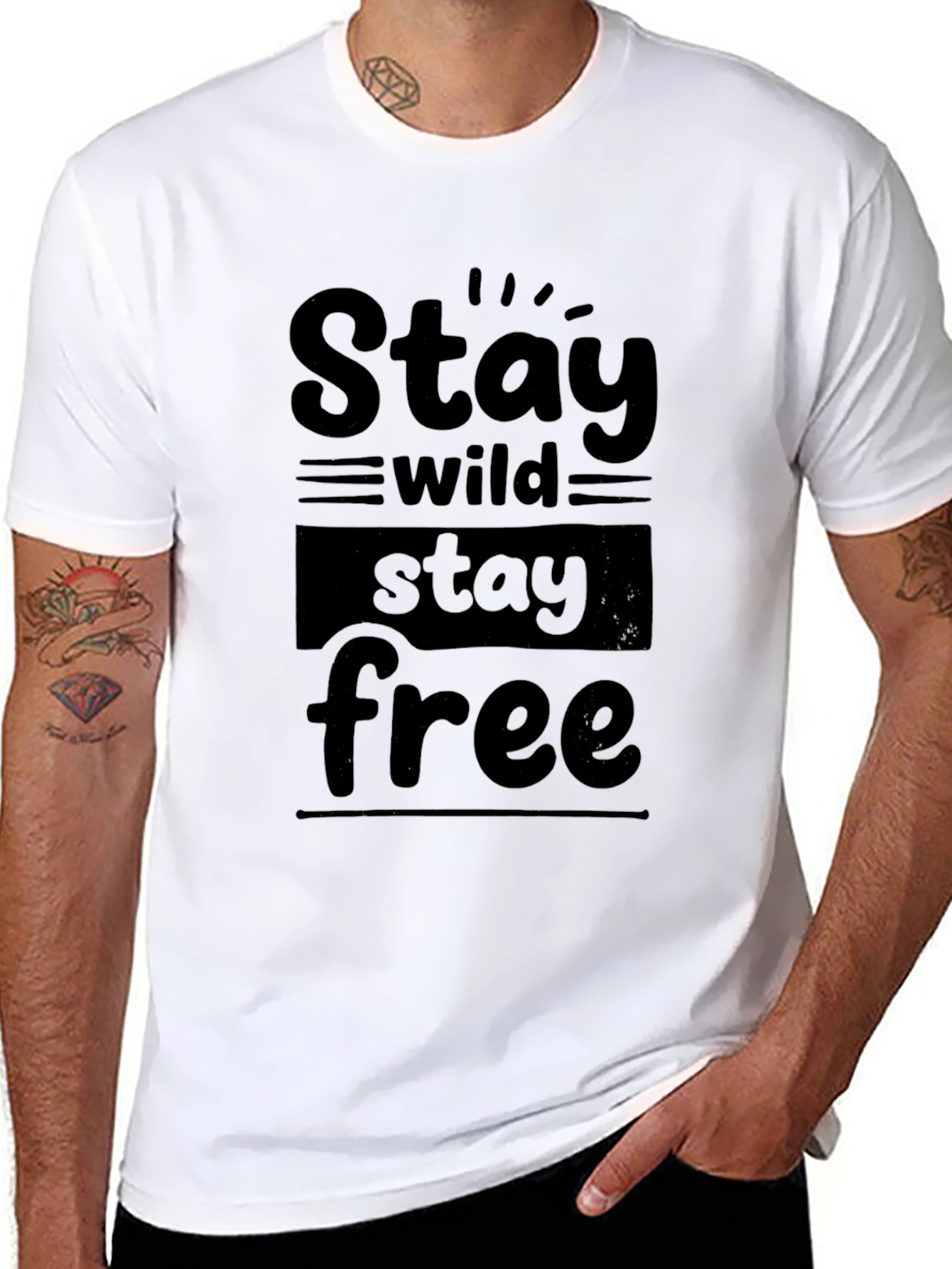 Stay Wild Stay Free Graphic Black T-Shirt