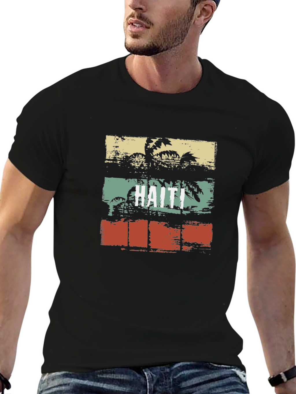 Haiti Retro Palm Tree T-Shirt