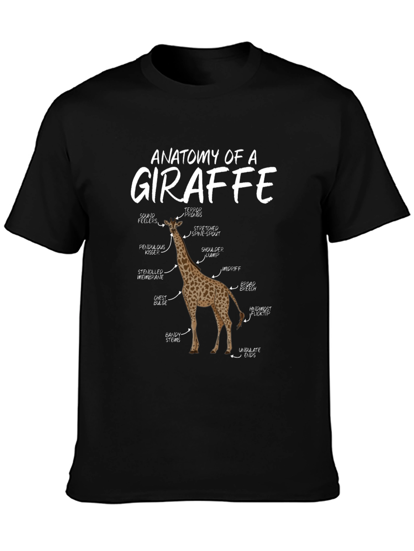 Anatomy of a Giraffe Black T-Shirt