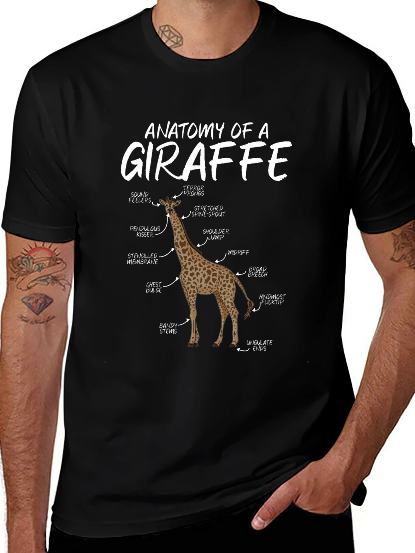 Anatomy of a Giraffe Black T-Shirt
