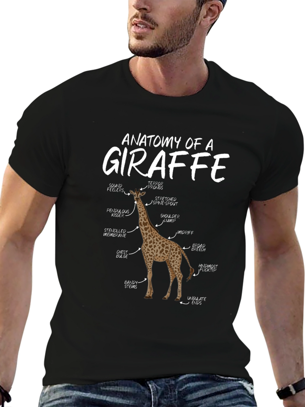 Anatomy of a Giraffe Black T-Shirt