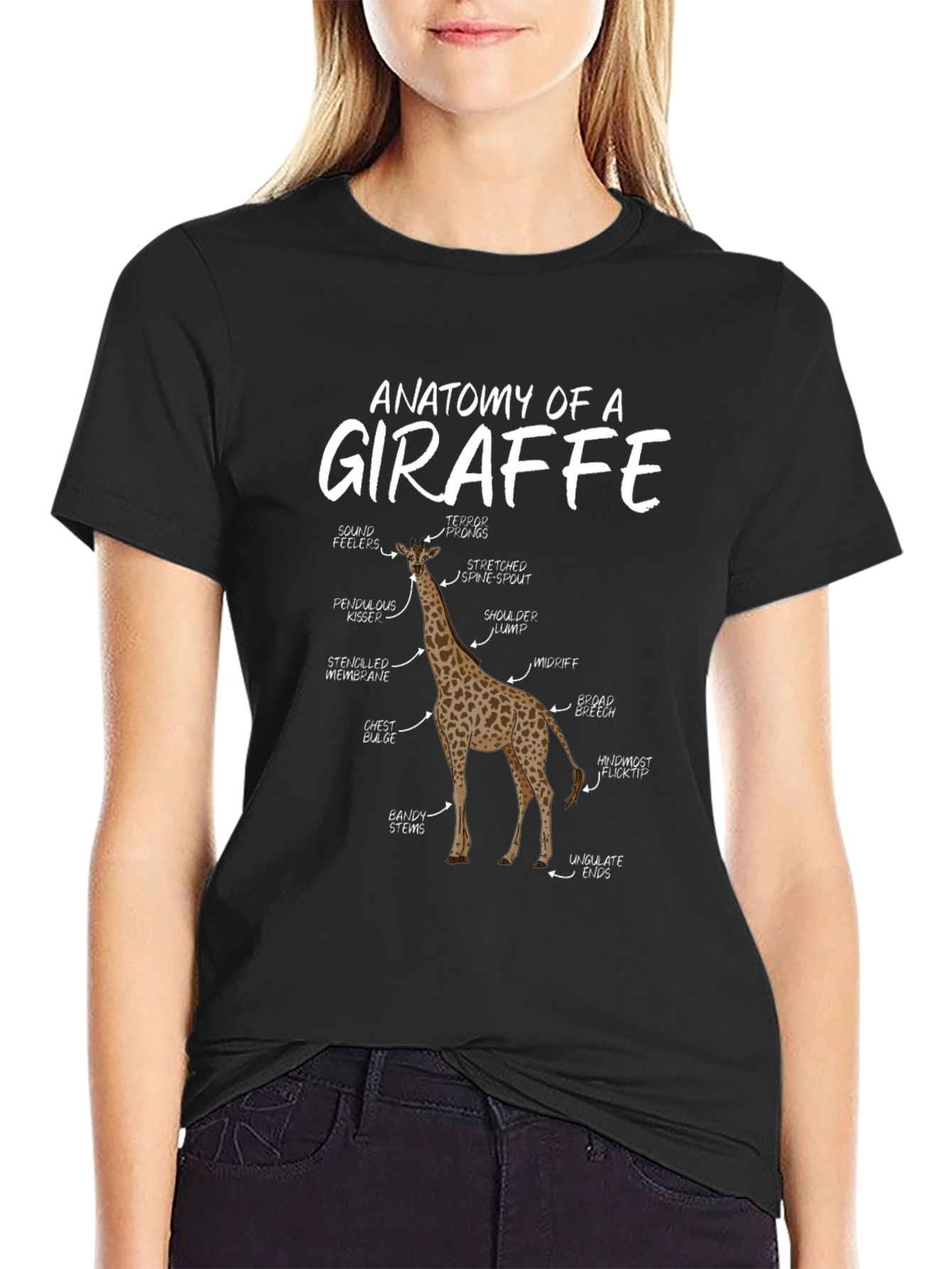 Anatomy of a Giraffe Black T-Shirt