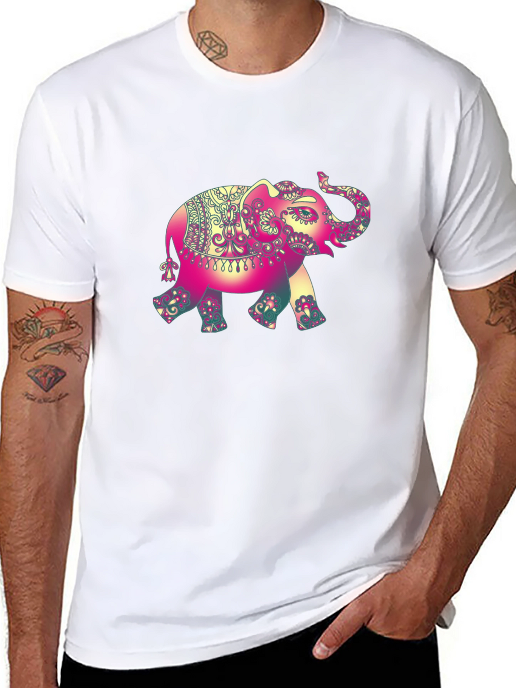 Elephant Graphic Tee - Stylish Mens Black T-Shirt