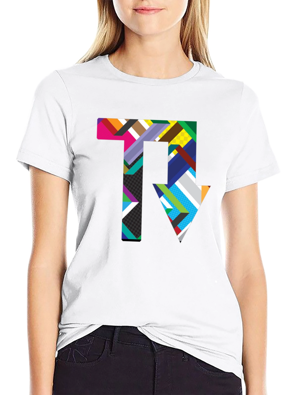 Geometric Arrow Graphic Black T-Shirt