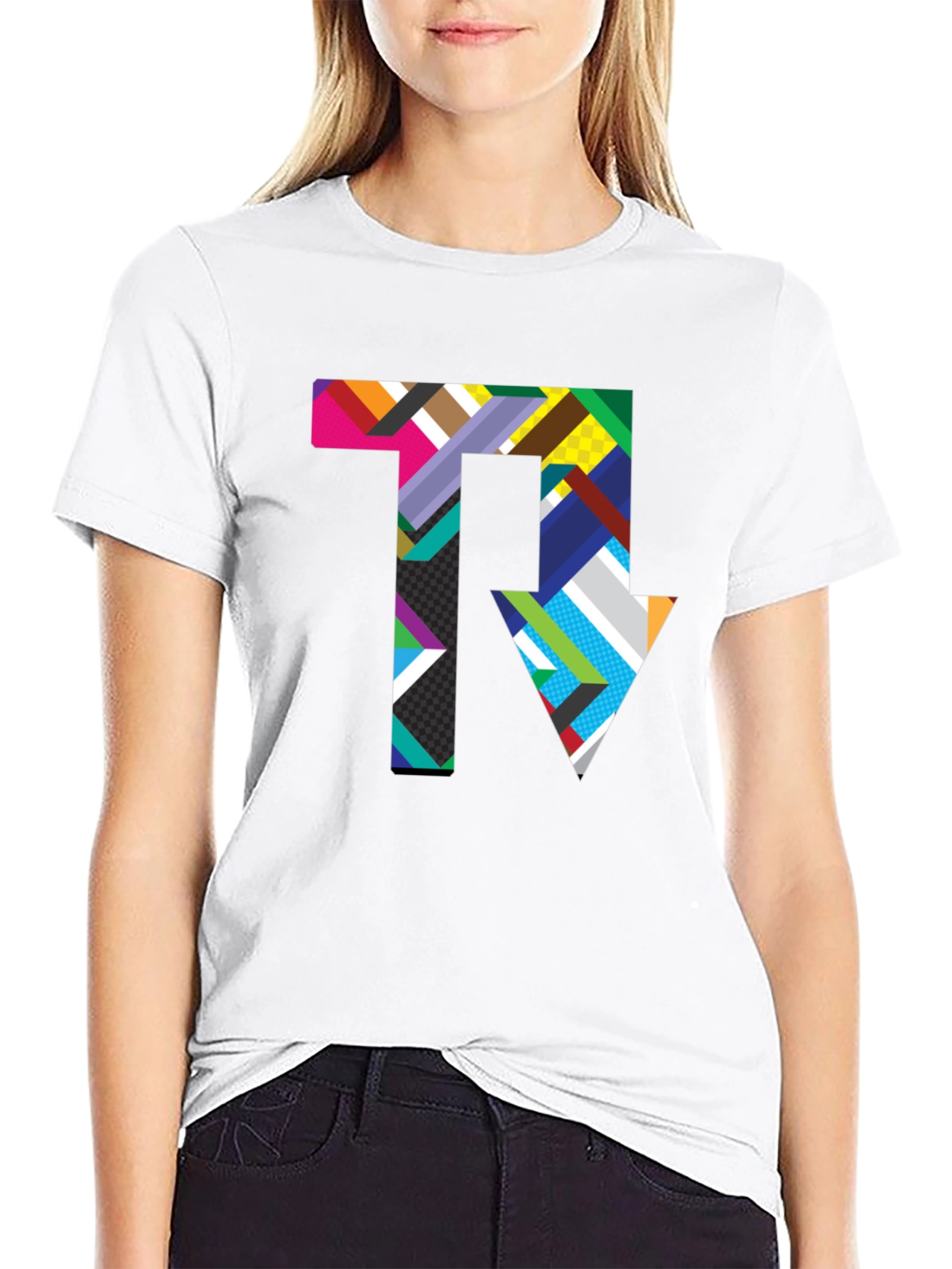 Geometric Arrow Graphic Black T-Shirt