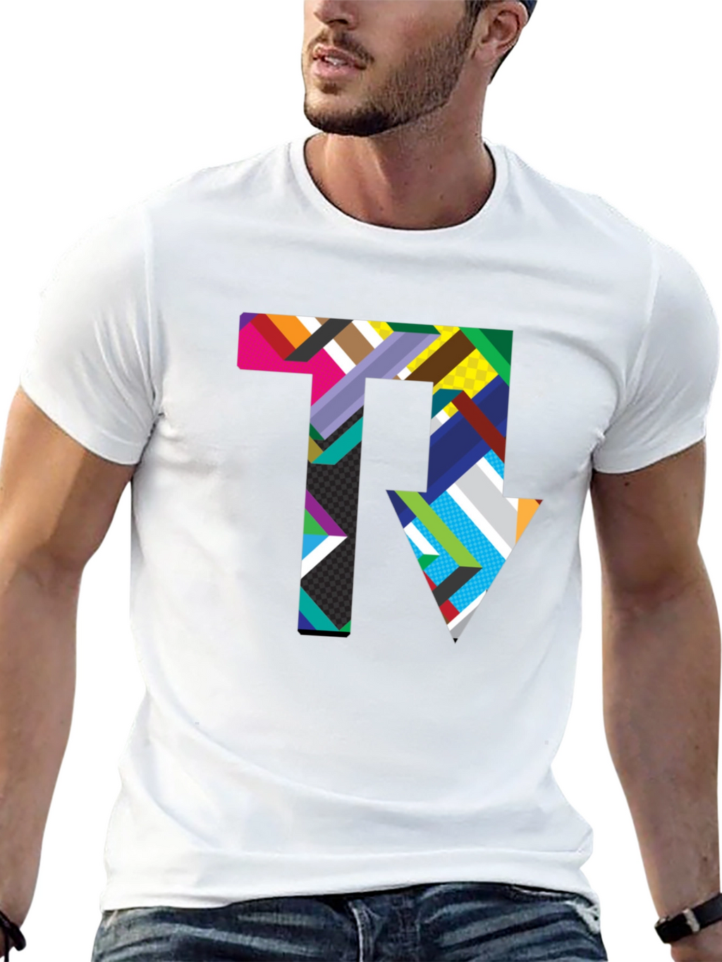 Geometric Arrow Graphic Black T-Shirt