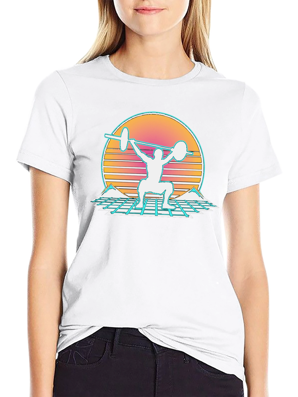 Retro Synthwave Weightlifting T-Shirt