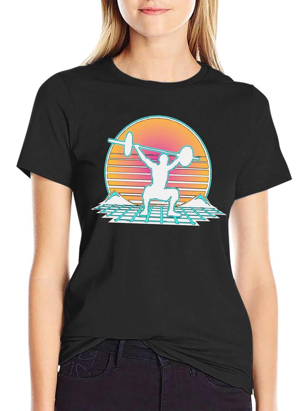 Retro Synthwave Weightlifting T-Shirt