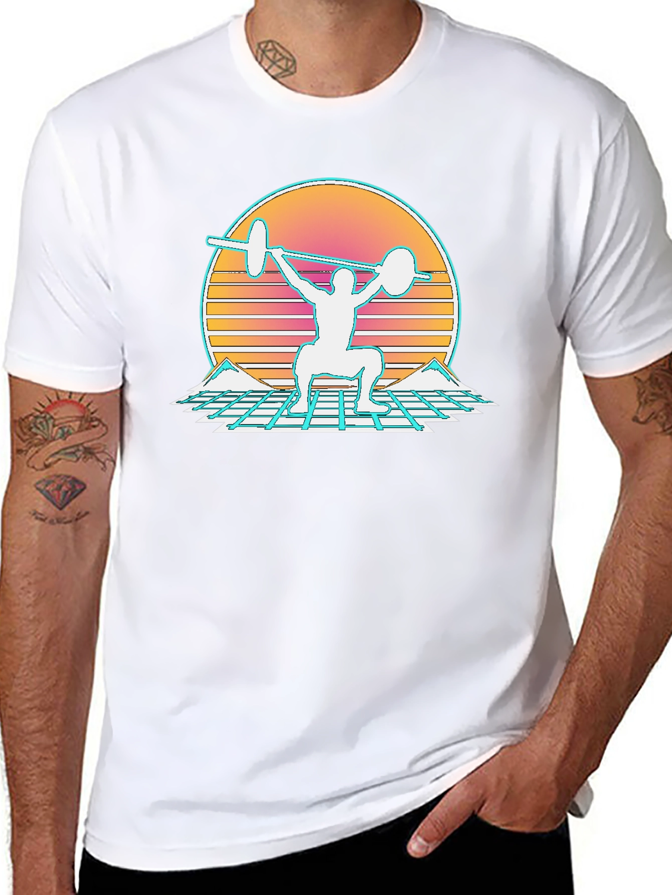 Retro Synthwave Weightlifting T-Shirt