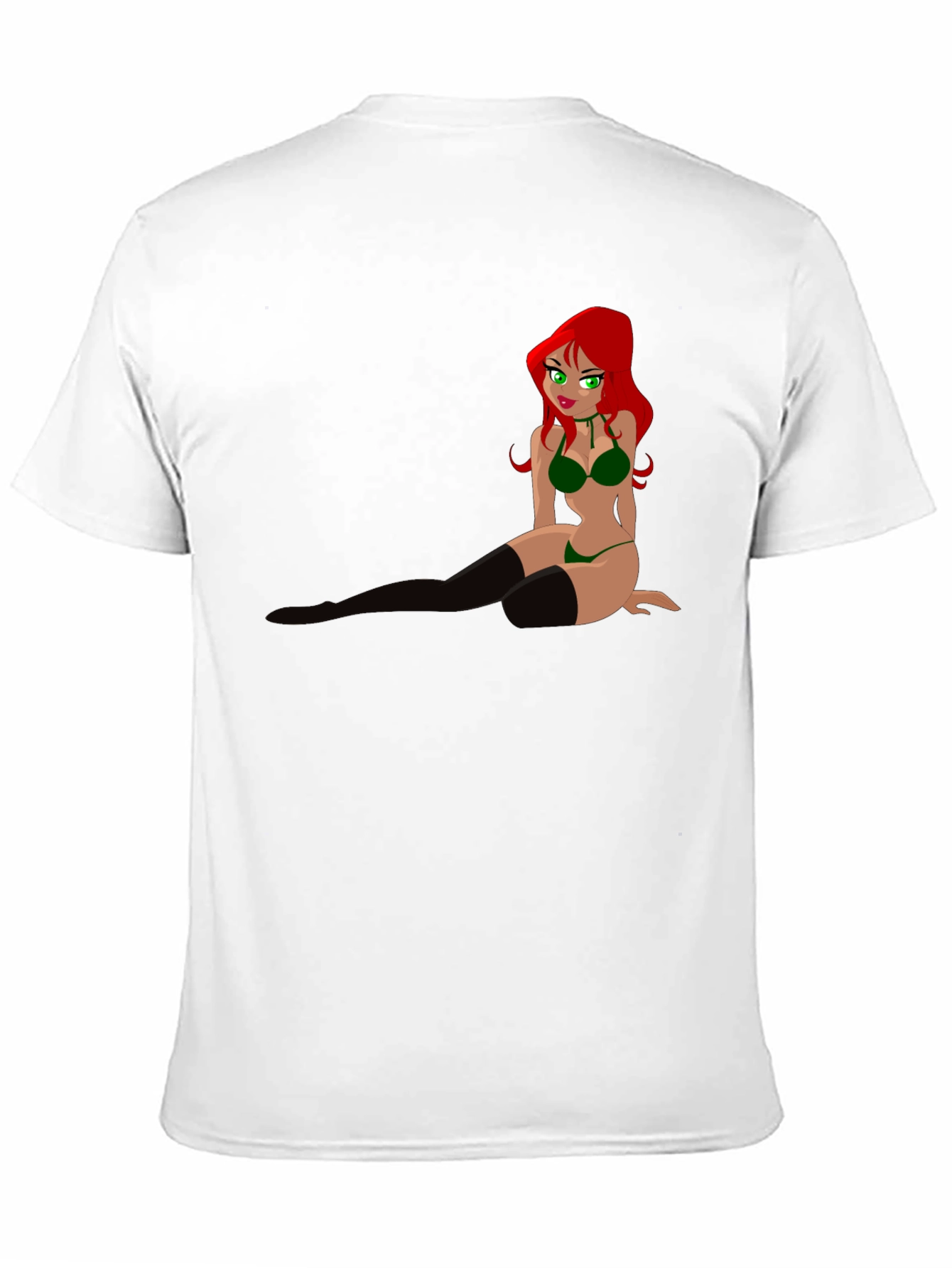 Cartoon Pin-Up Graphic Tee - Black T-Shirt