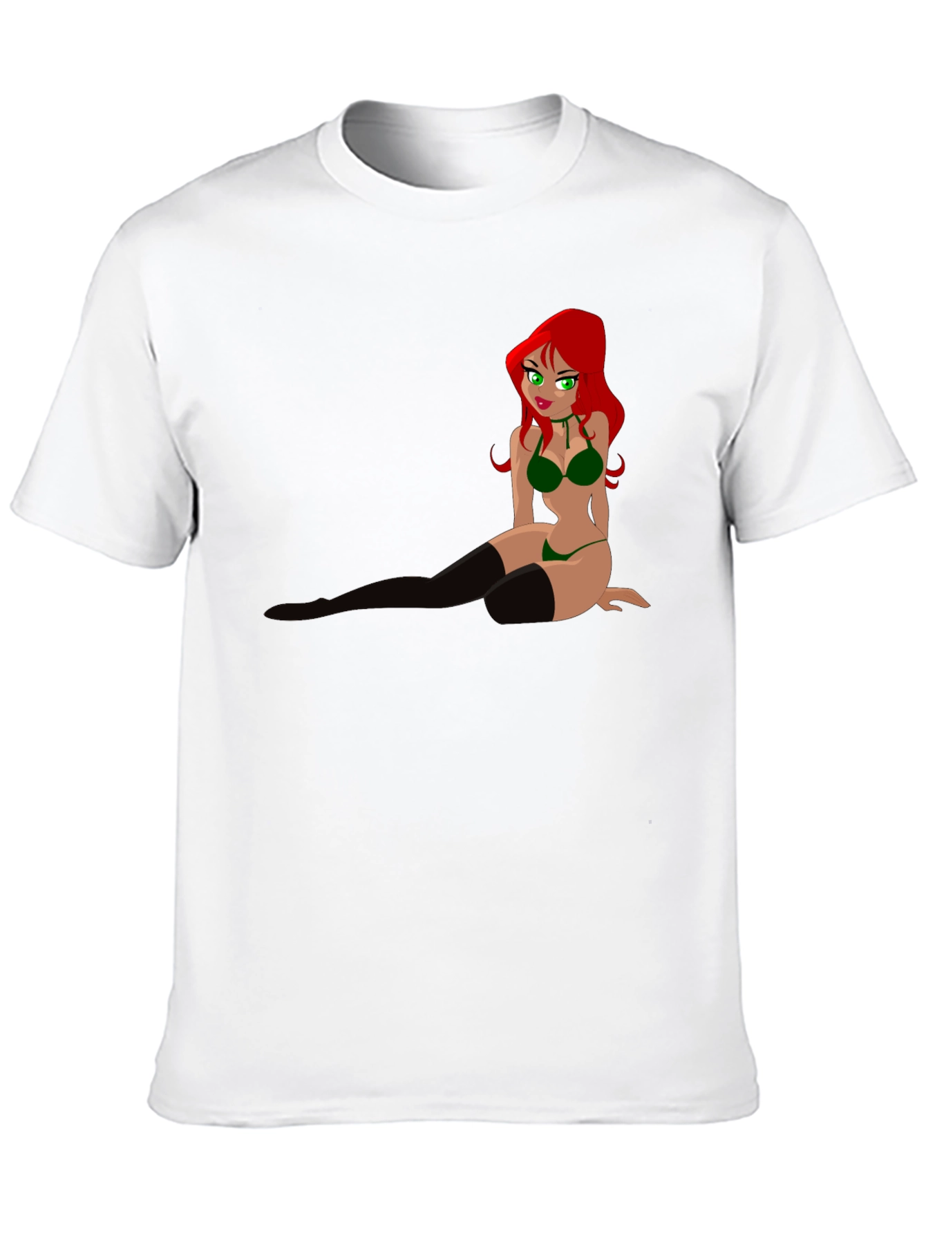 Cartoon Pin-Up Graphic Tee - Black T-Shirt