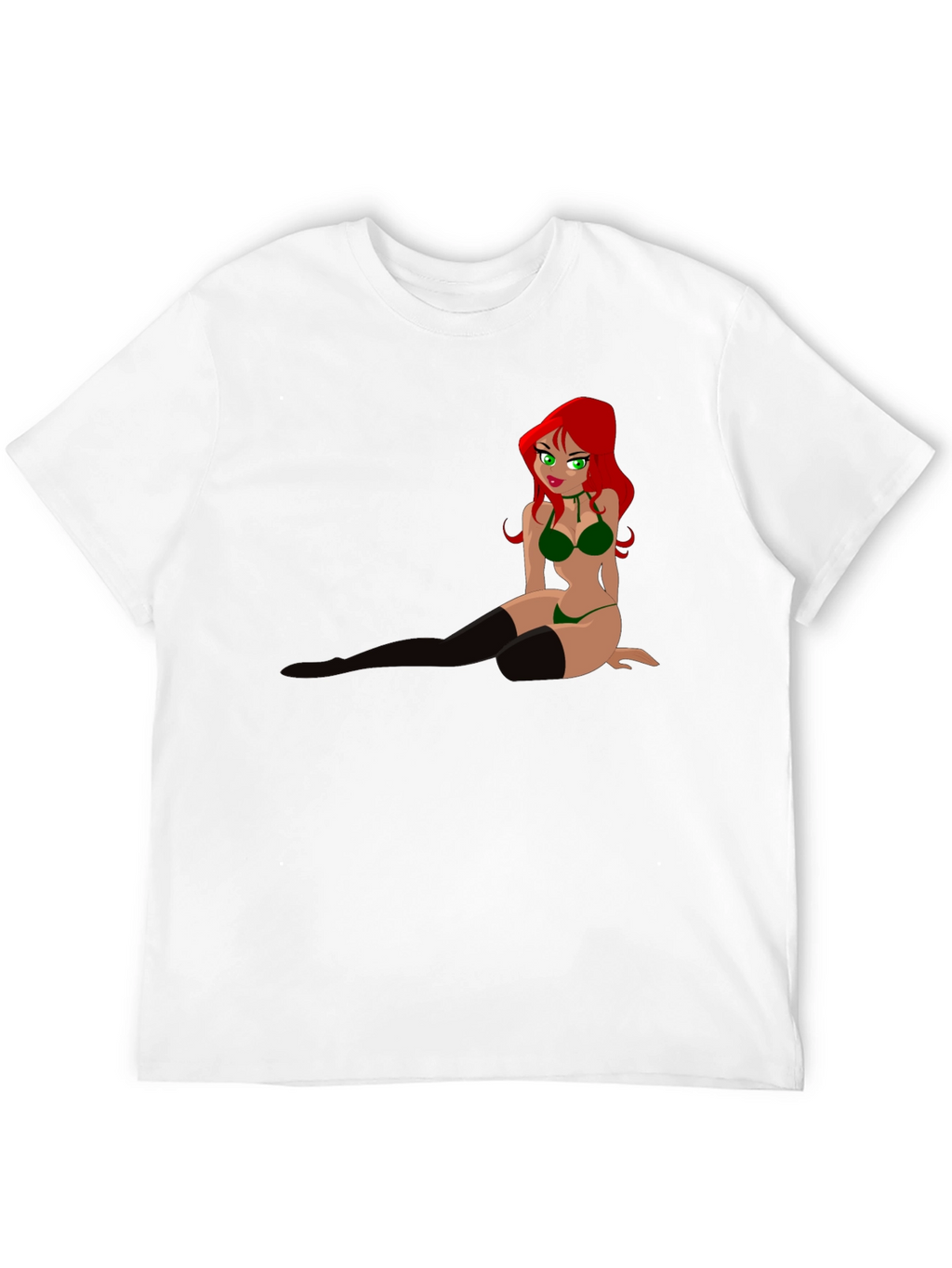 Cartoon Pin-Up Graphic Tee - Black T-Shirt