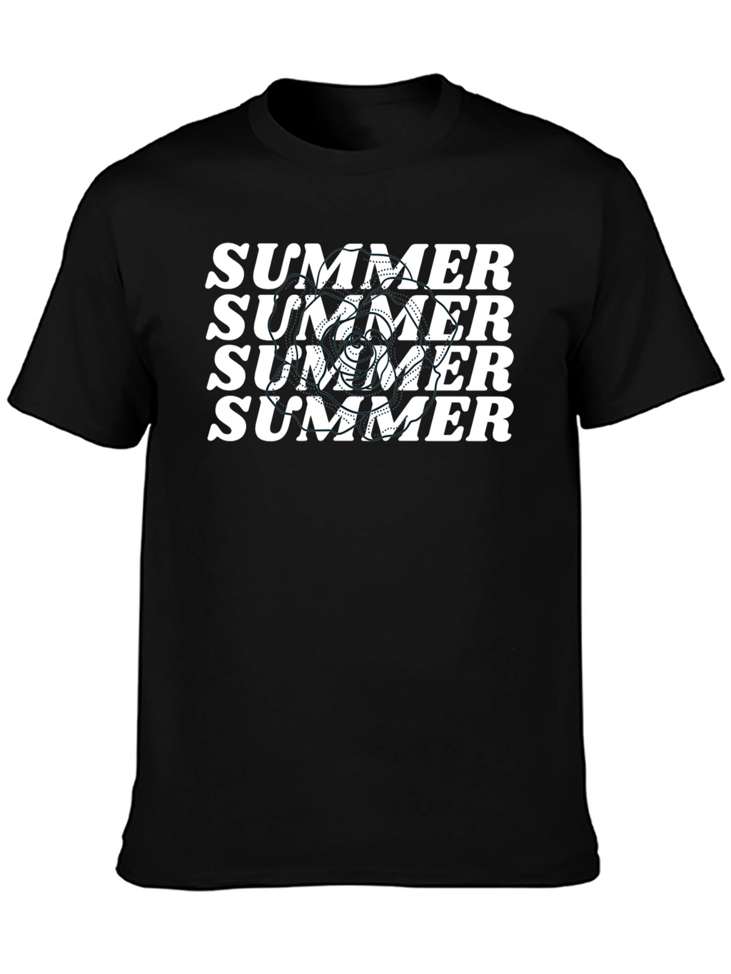 Summer T-Shirt - Black Tee with White Summer Print