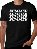 Summer T-Shirt - Black Tee with White Summer Print