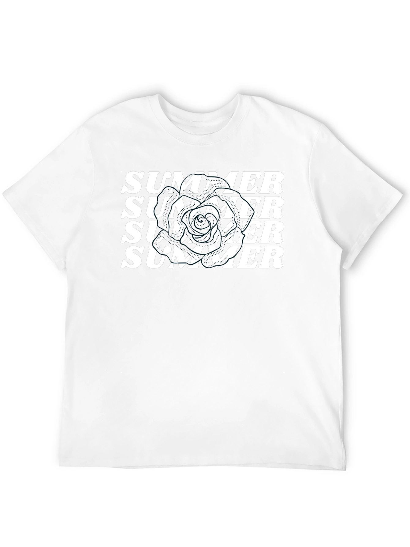 Summer T-Shirt - Black Tee with White Summer Print