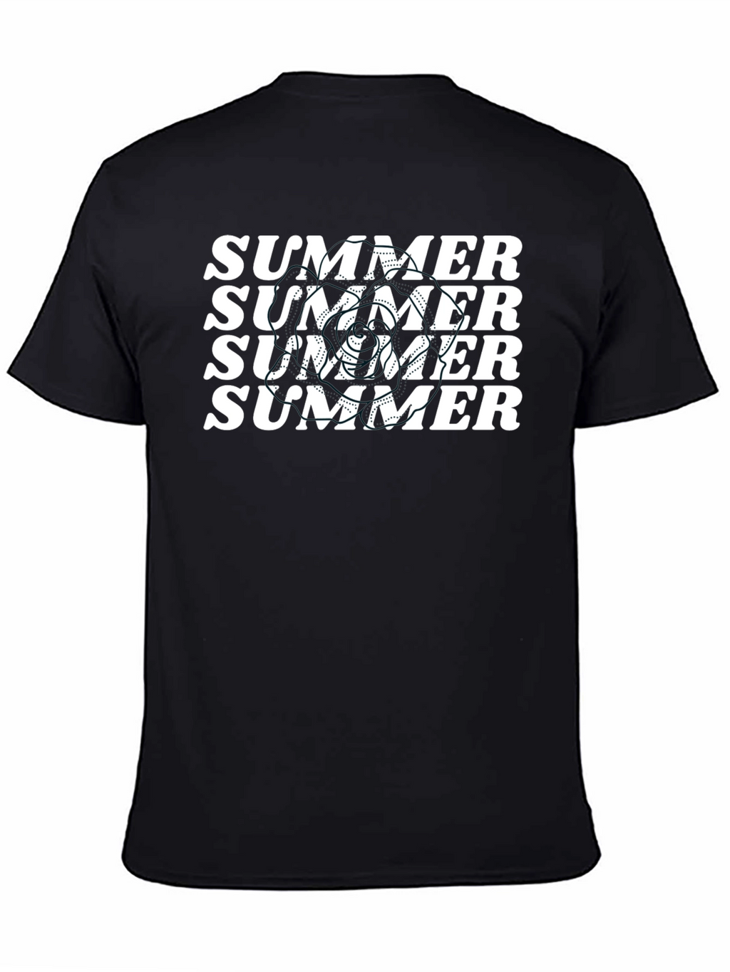 Summer T-Shirt - Black Tee with White Summer Print