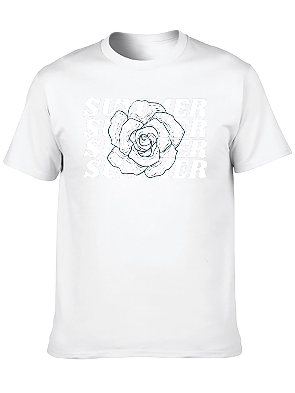 Summer T-Shirt - Black Tee with White Summer Print