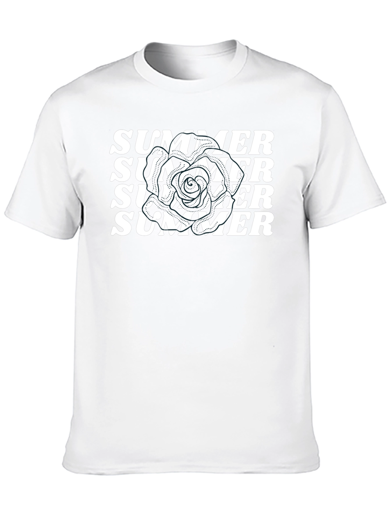 Summer T-Shirt - Black Tee with White Summer Print