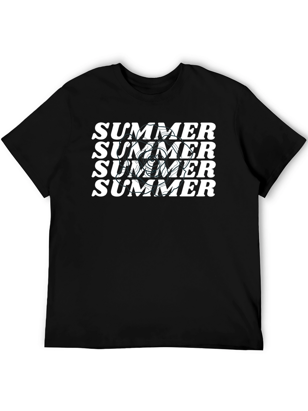 Summer T-Shirt - Black Tee with White Summer Print