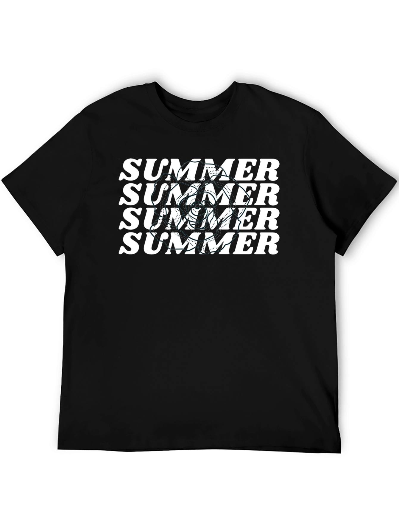 Summer T-Shirt - Black Tee with White Summer Print