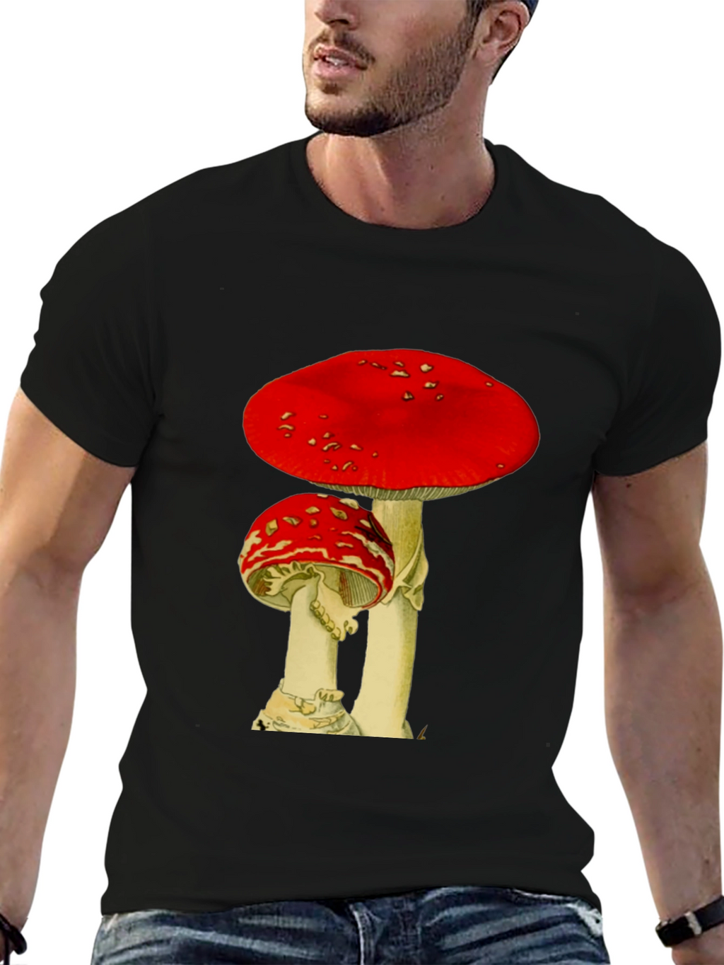 Mushroom Graphic Black T-Shirt