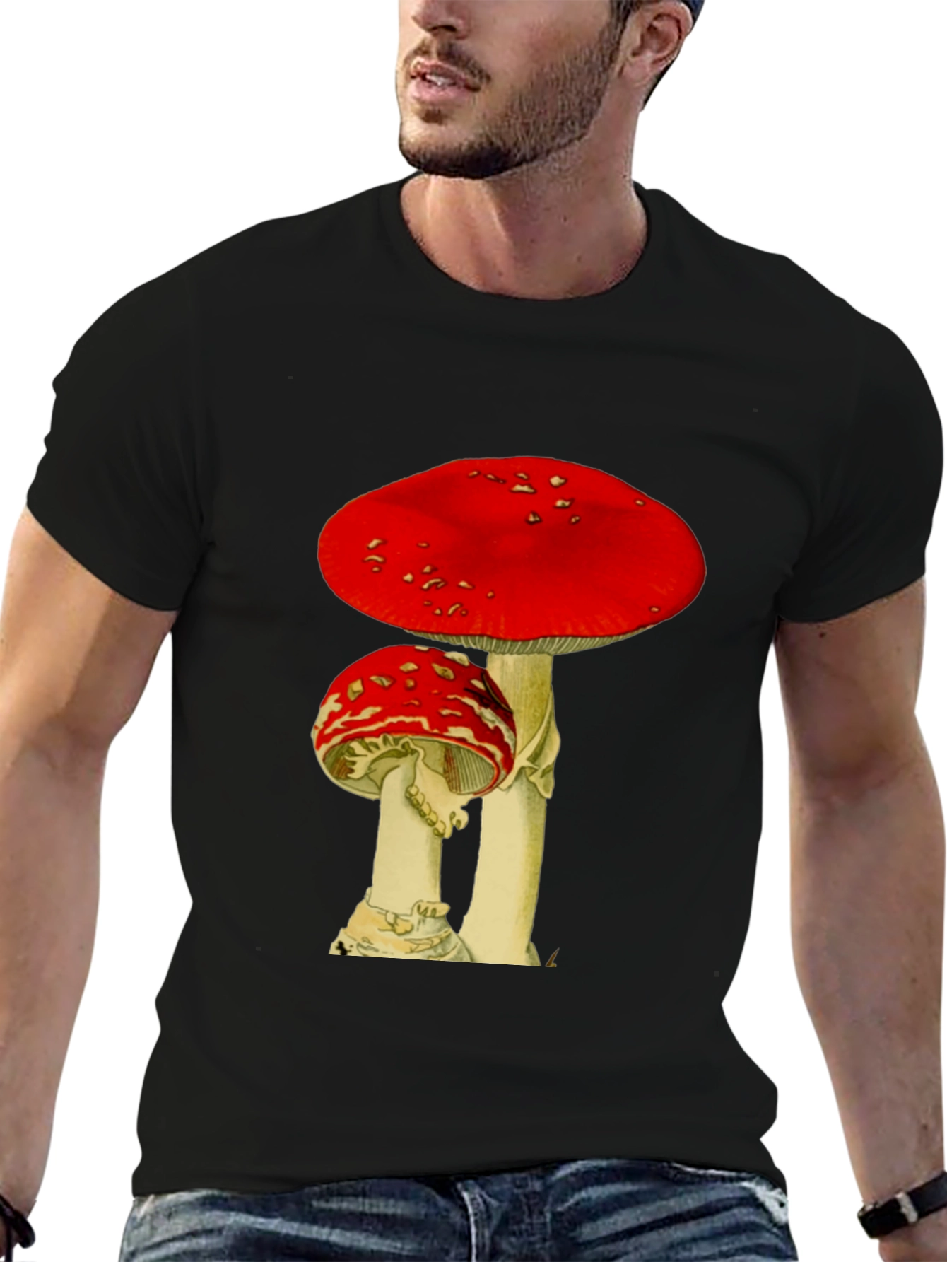Mushroom Graphic Black T-Shirt