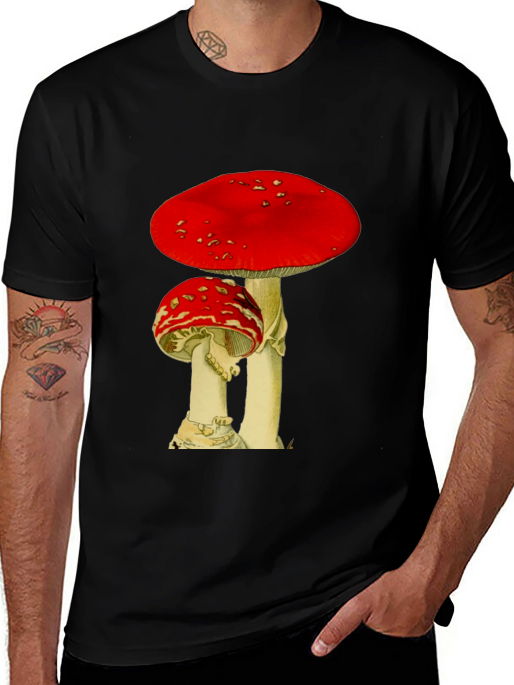 Mushroom Graphic Black T-Shirt