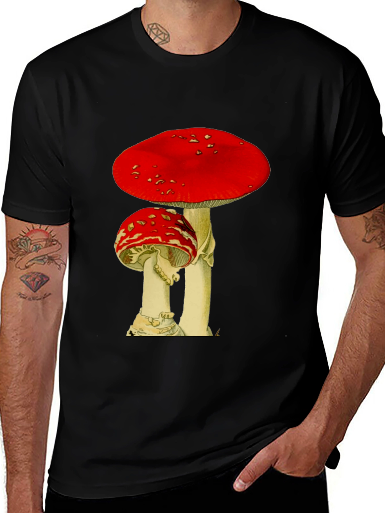 Mushroom Graphic Black T-Shirt