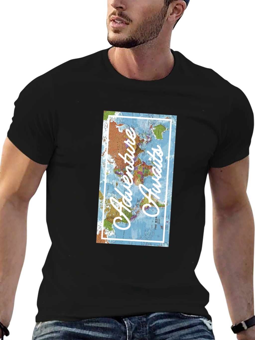 Adventure Awaits World Map Graphic T-Shirt