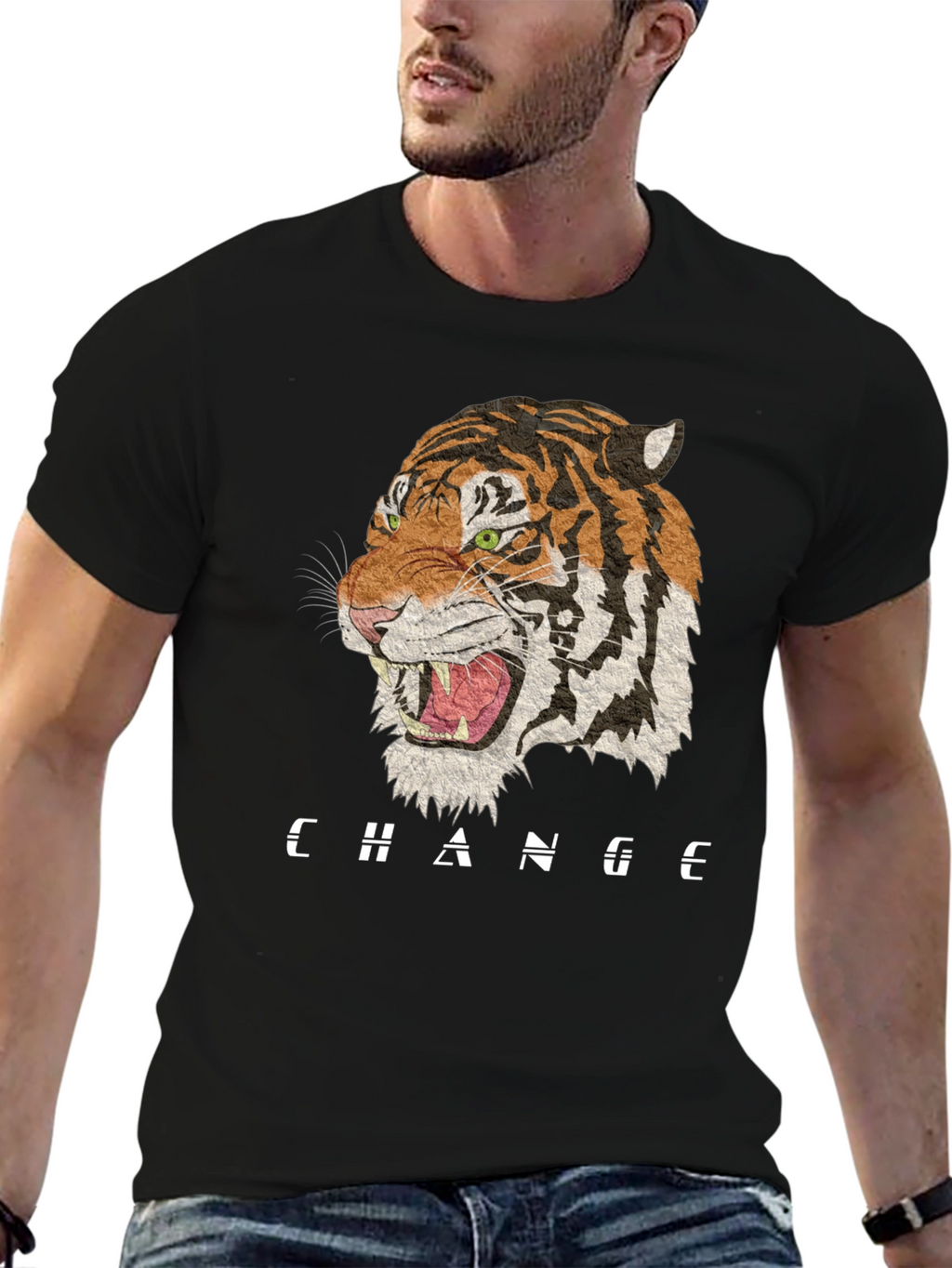 Change Tiger Graphic Black T-Shirt