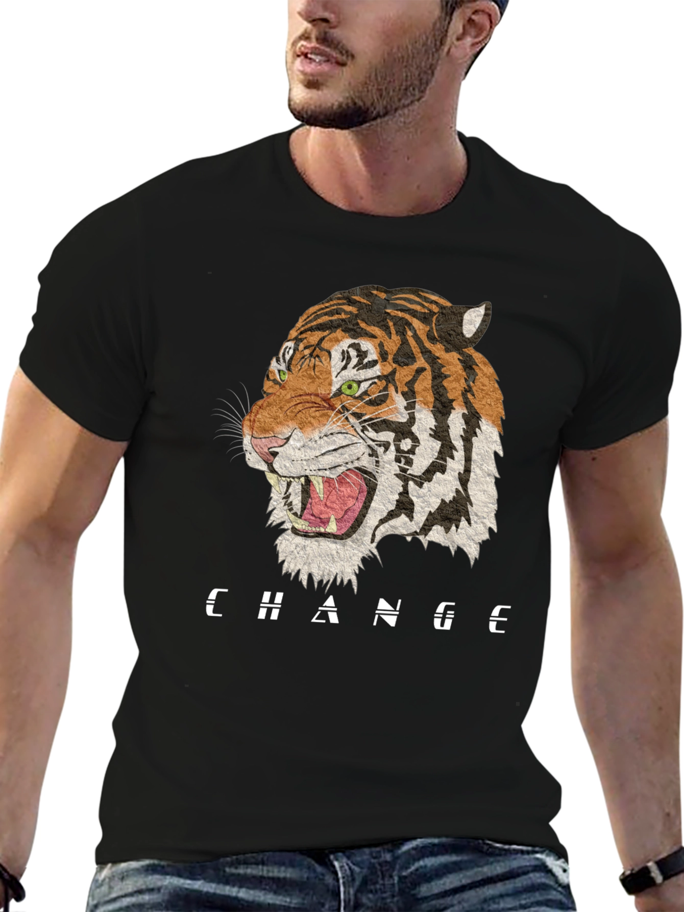 Change Tiger Graphic Black T-Shirt