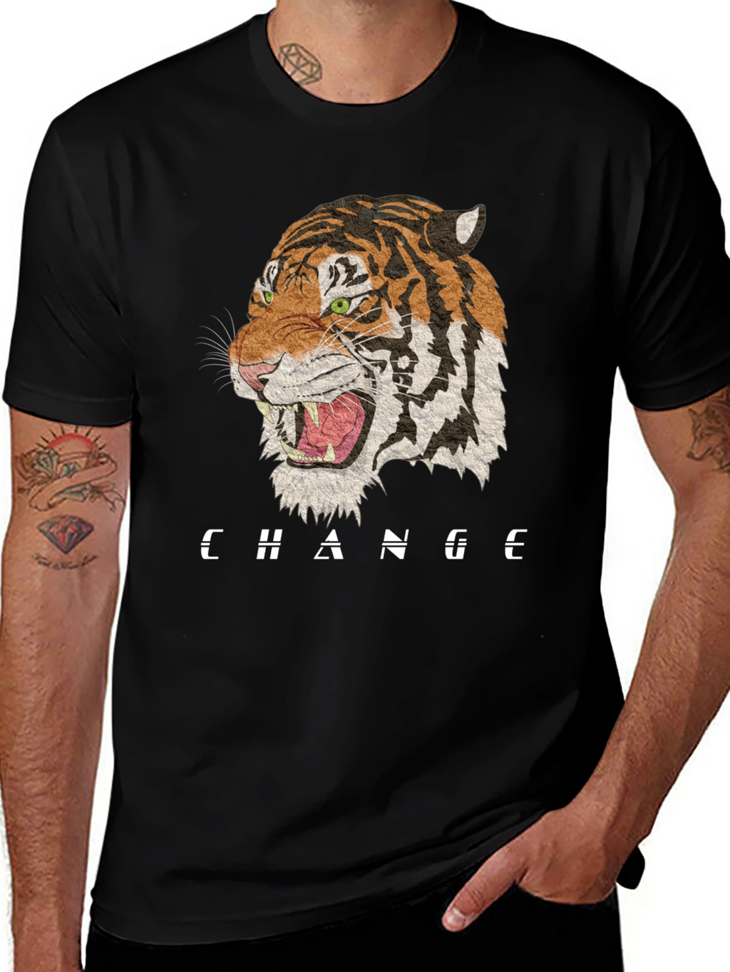 Change Tiger Graphic Black T-Shirt