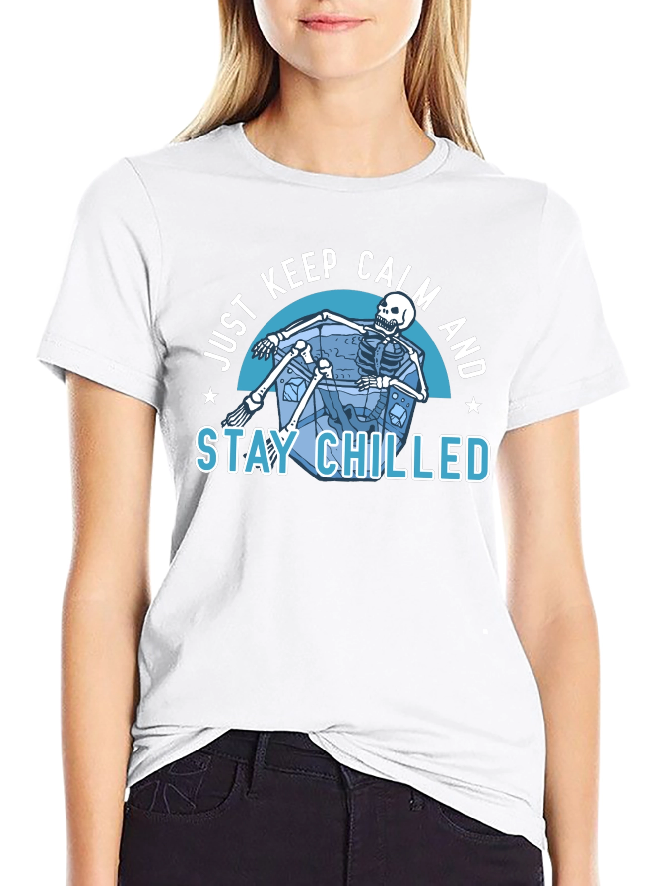 Just Keep Calm & Stay Chilled Skeleton T-Shirt