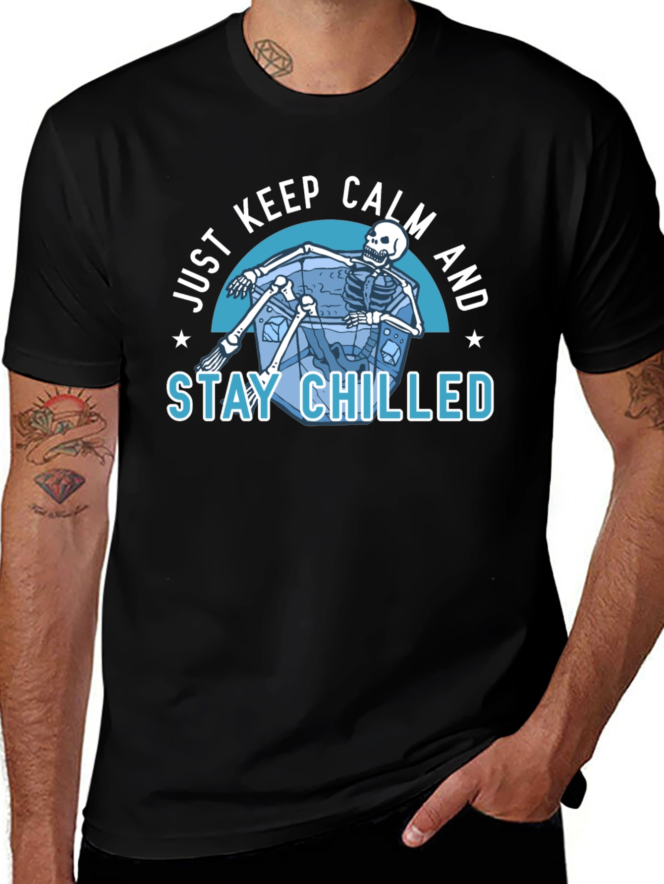 Just Keep Calm & Stay Chilled Skeleton T-Shirt