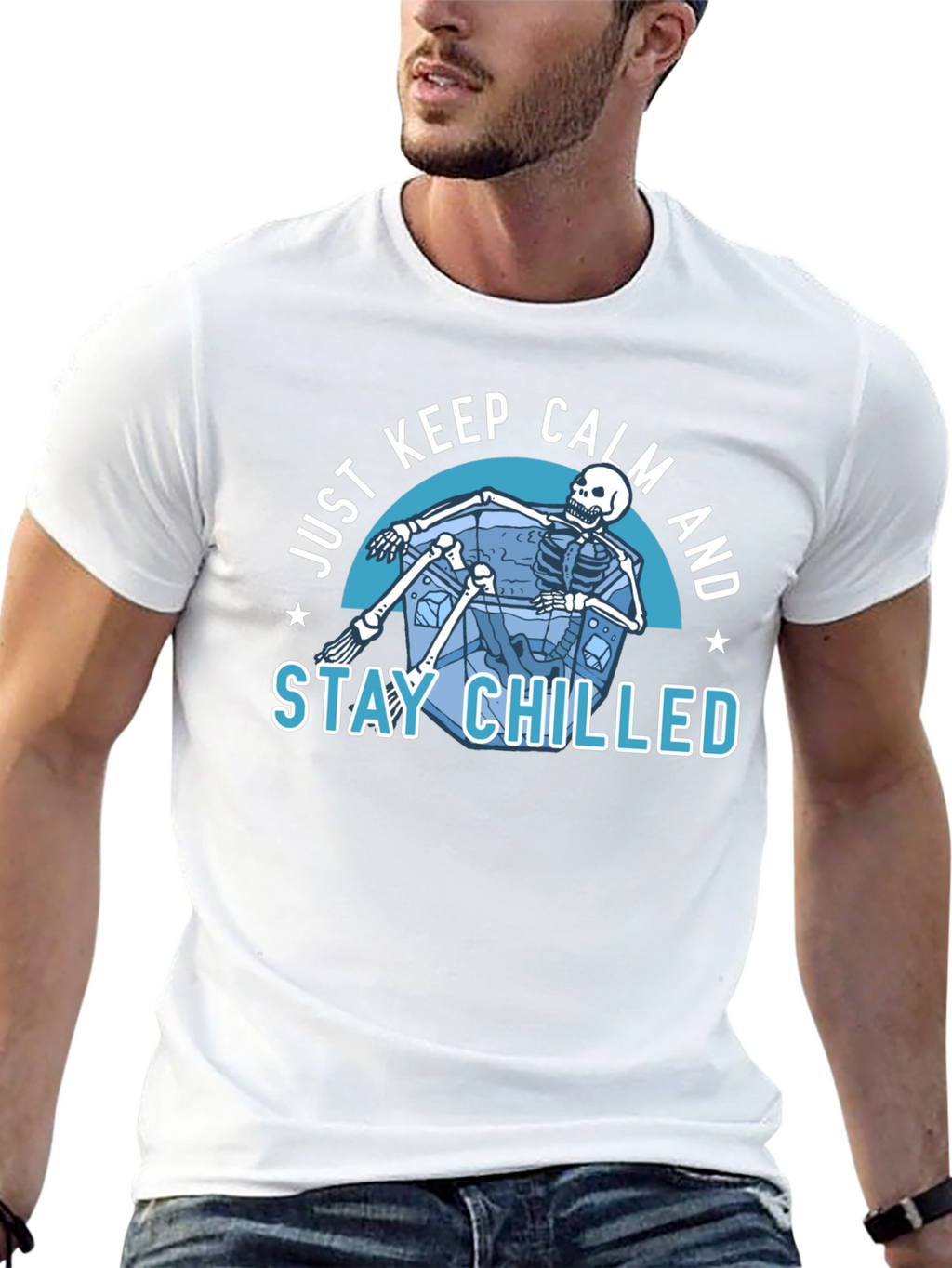 Just Keep Calm & Stay Chilled Skeleton T-Shirt