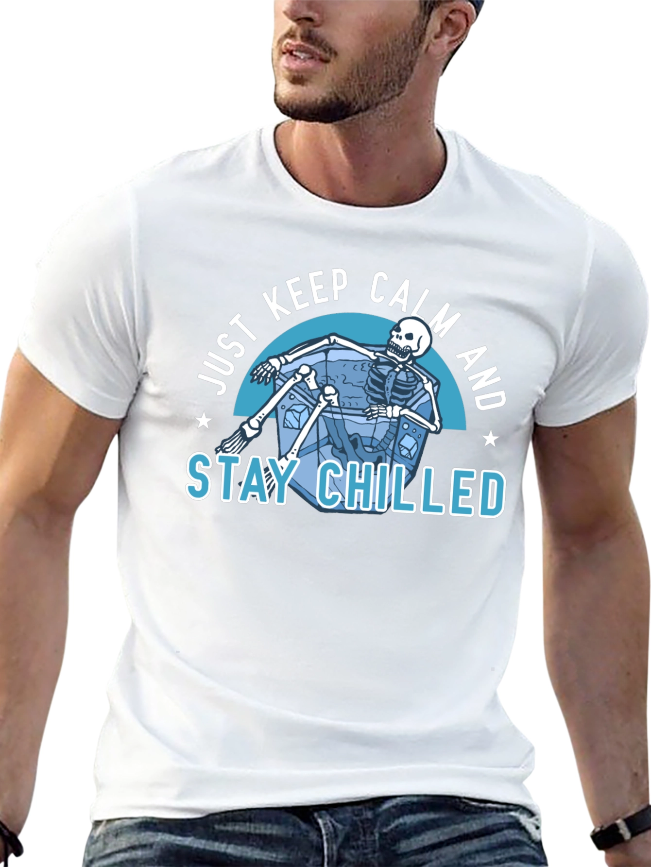 Just Keep Calm & Stay Chilled Skeleton T-Shirt