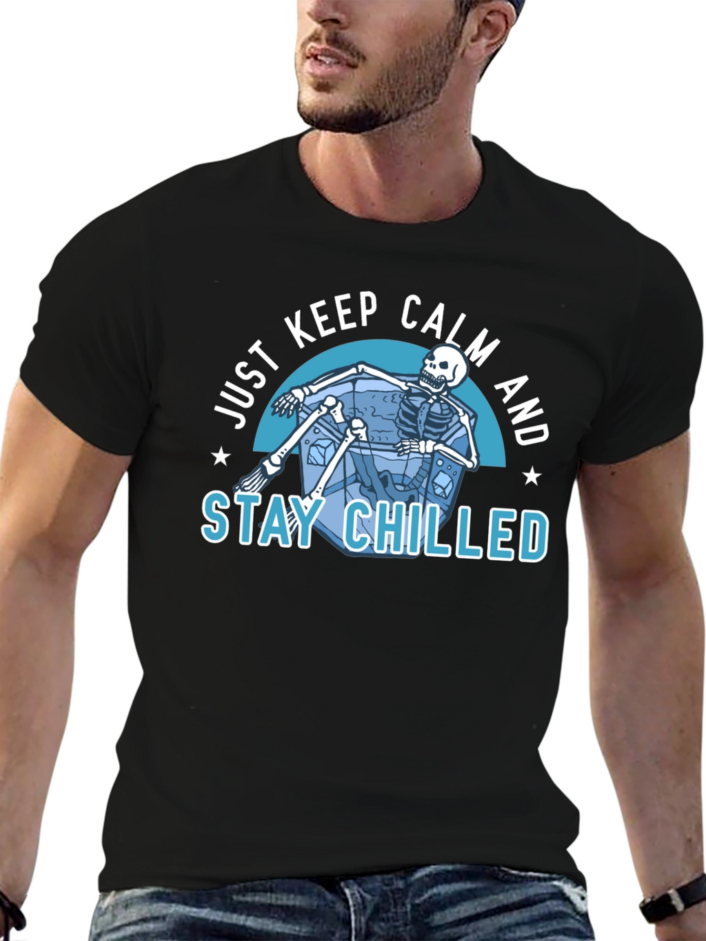 Just Keep Calm & Stay Chilled Skeleton T-Shirt