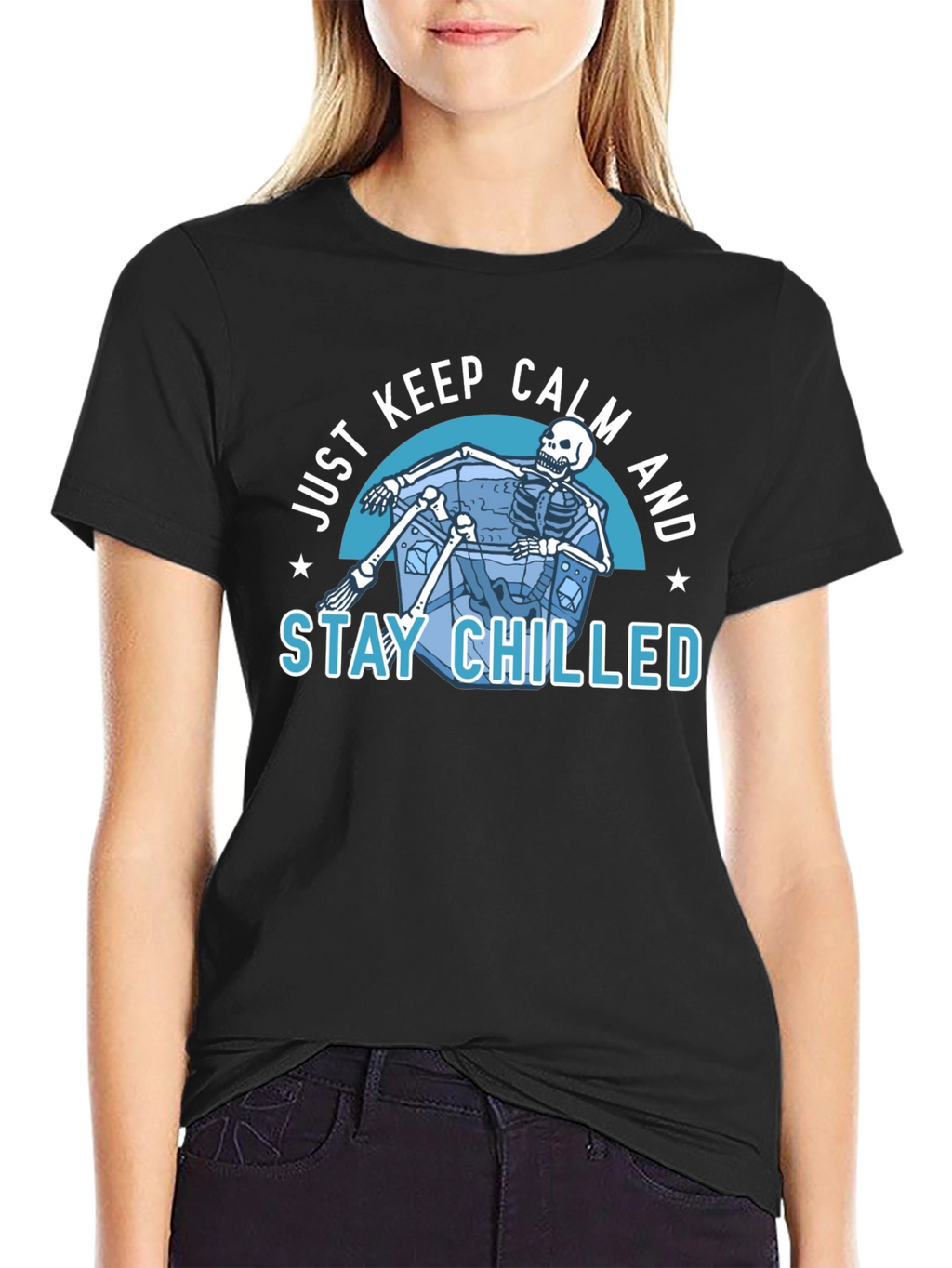Just Keep Calm & Stay Chilled Skeleton T-Shirt