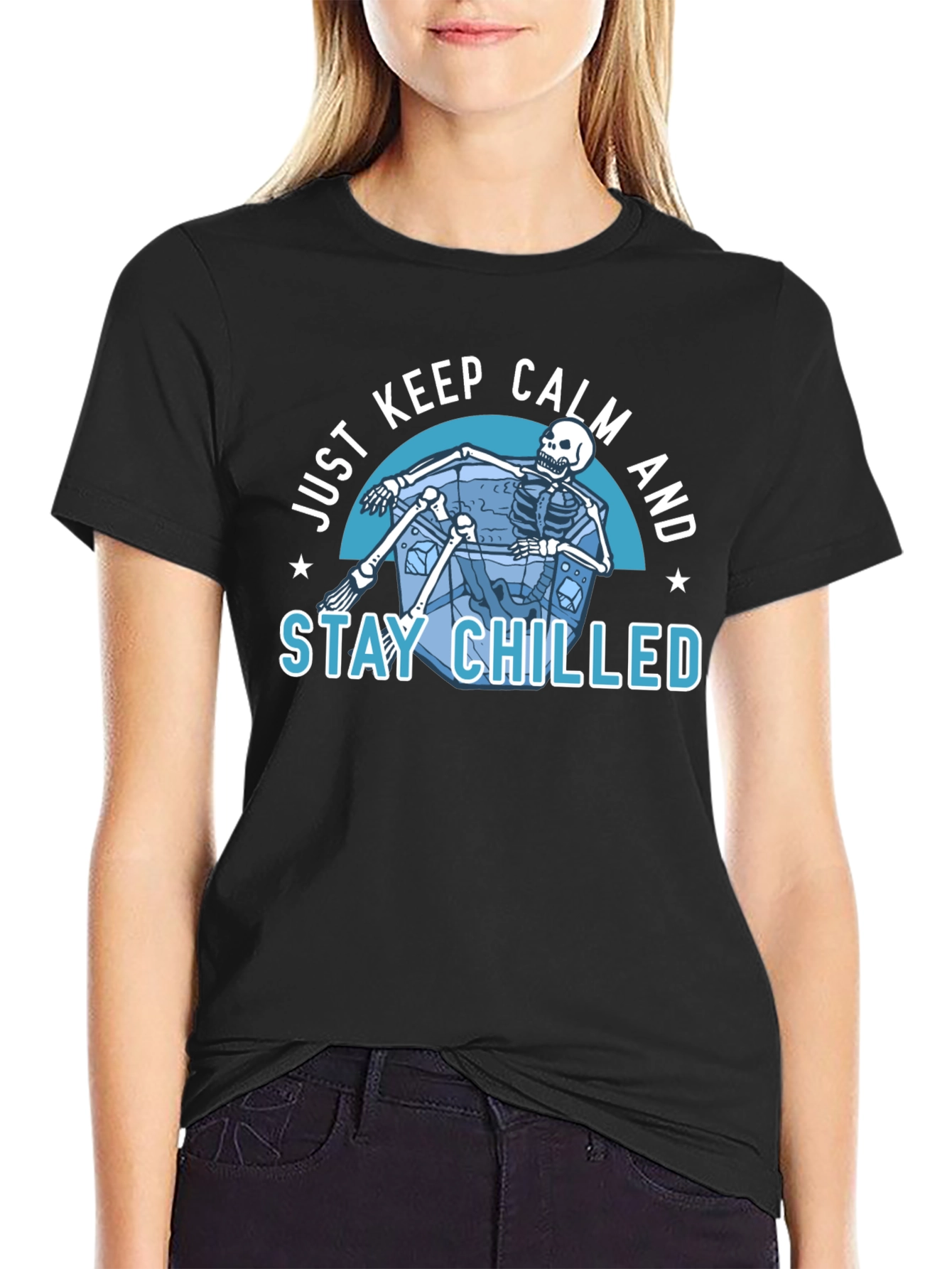 Just Keep Calm & Stay Chilled Skeleton T-Shirt