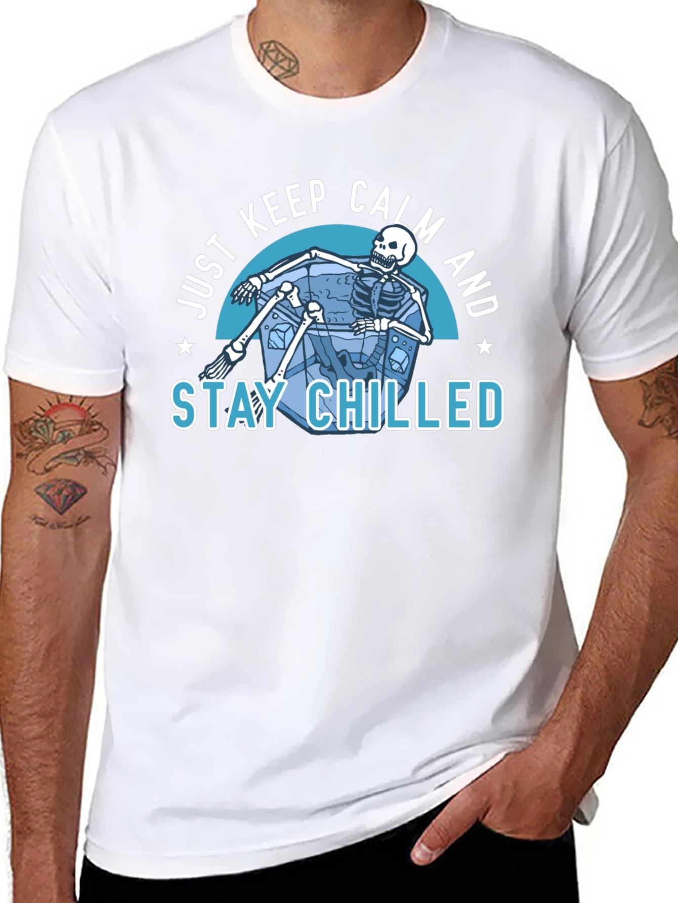 Just Keep Calm & Stay Chilled Skeleton T-Shirt