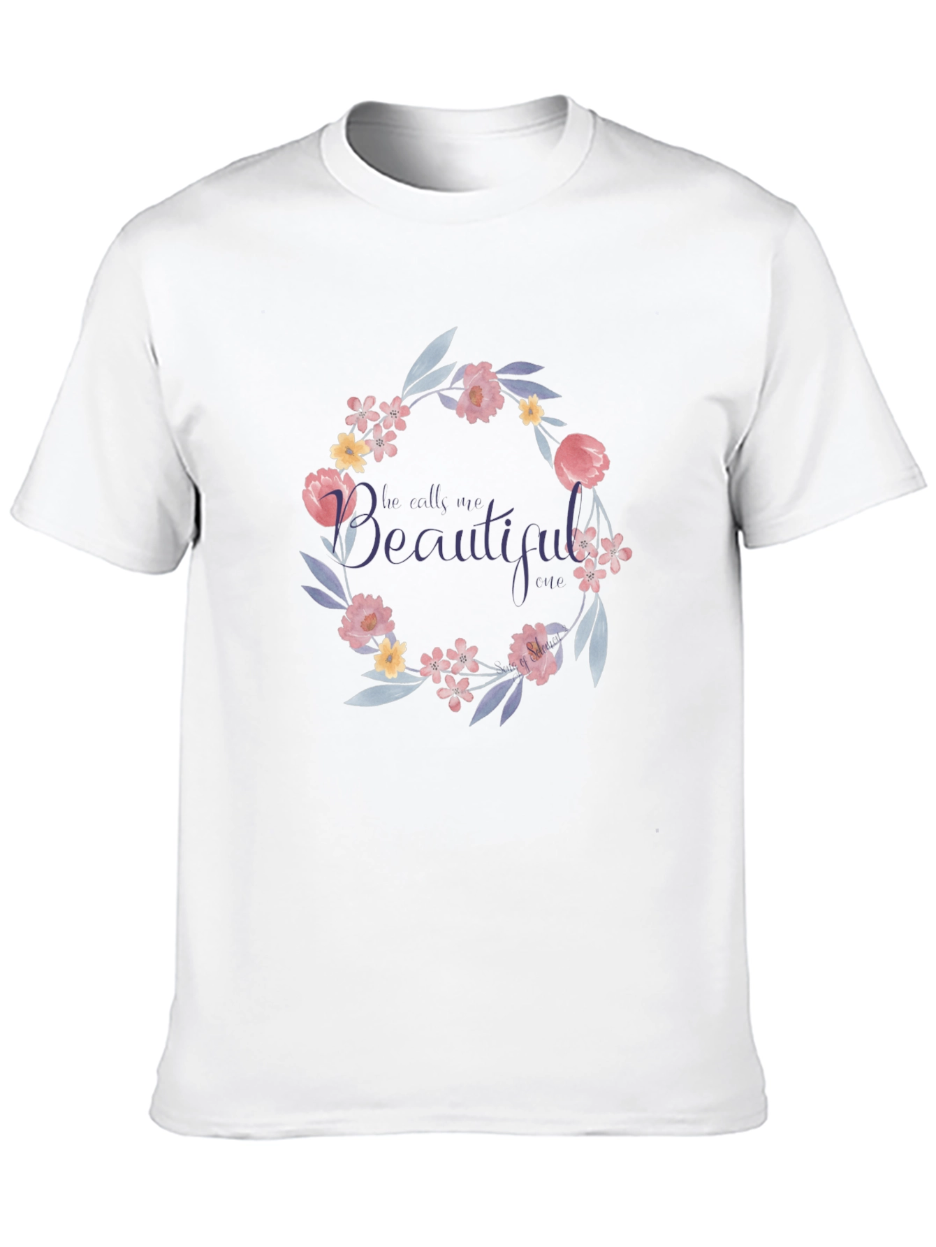 Floral Wreath T-Shirt - He Calls Me Beautiful