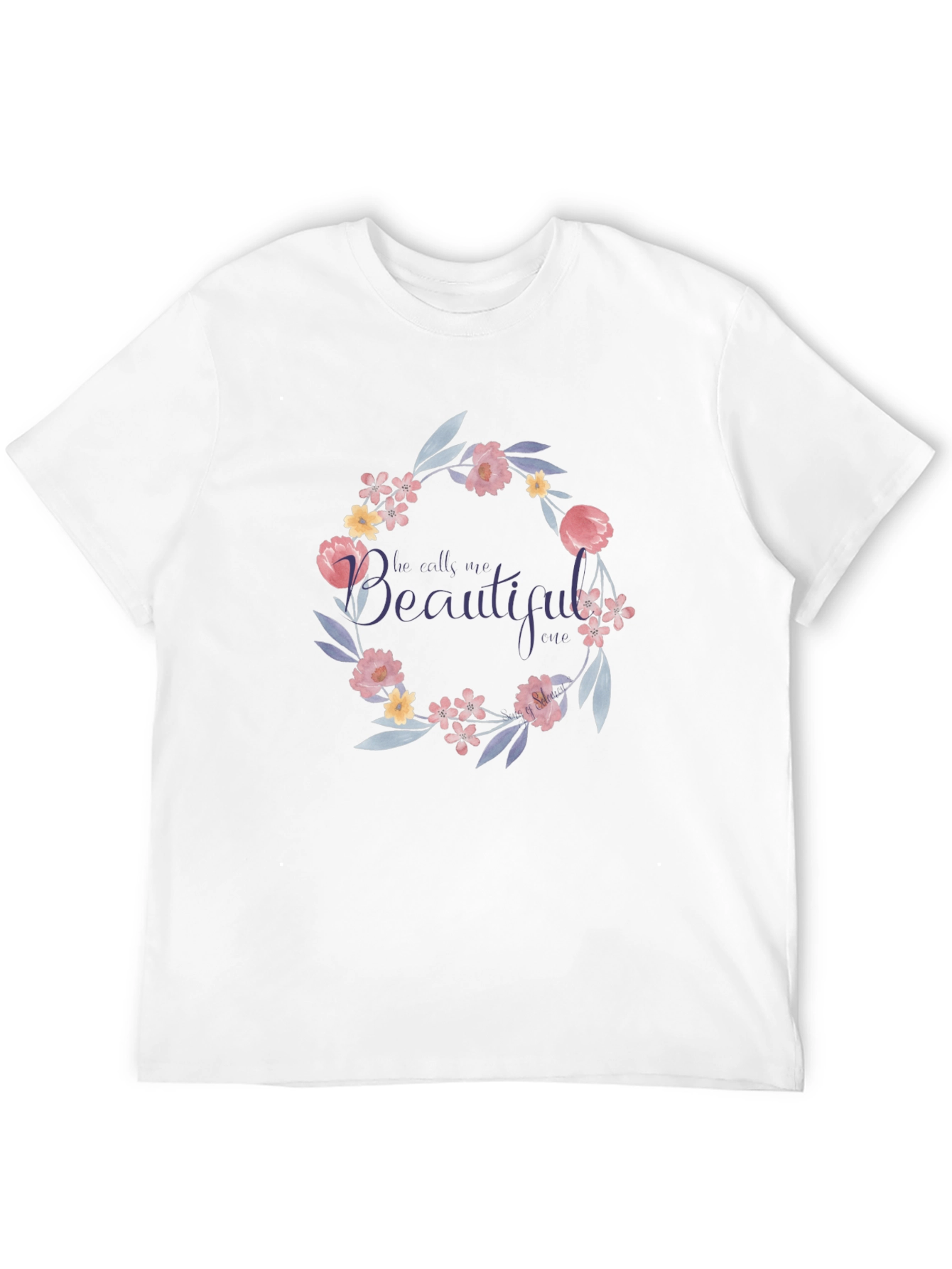 Floral Wreath T-Shirt - He Calls Me Beautiful